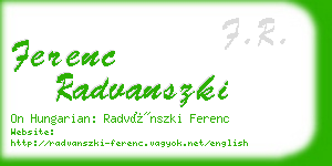 ferenc radvanszki business card